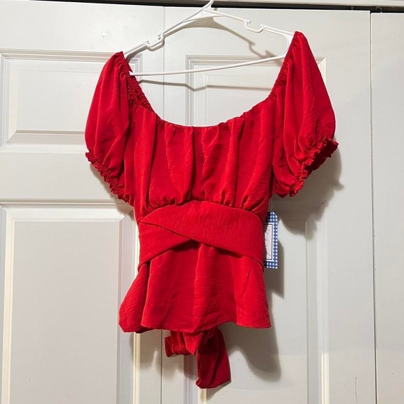 Tops - Pie in the Sky off the shoulder tie wrap top